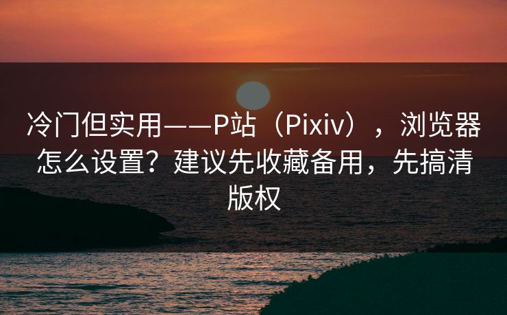 冷门但实用——P站（Pixiv），浏览器怎么设置？建议先收藏备用，先搞清版权