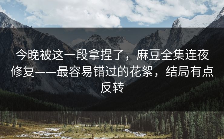 今晚被这一段拿捏了，麻豆全集连夜修复——最容易错过的花絮，结局有点反转