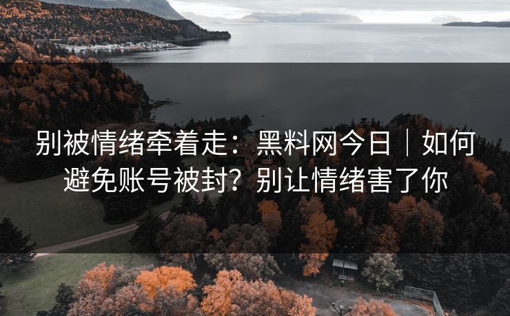 别被情绪牵着走：黑料网今日｜如何避免账号被封？别让情绪害了你