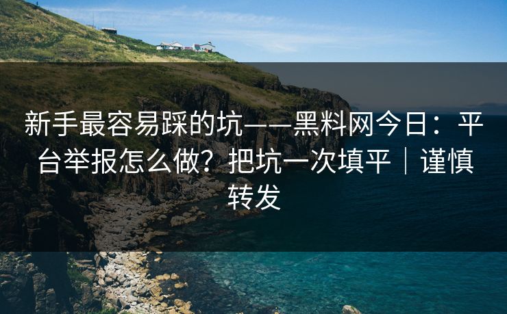 新手最容易踩的坑——黑料网今日：平台举报怎么做？把坑一次填平｜谨慎转发