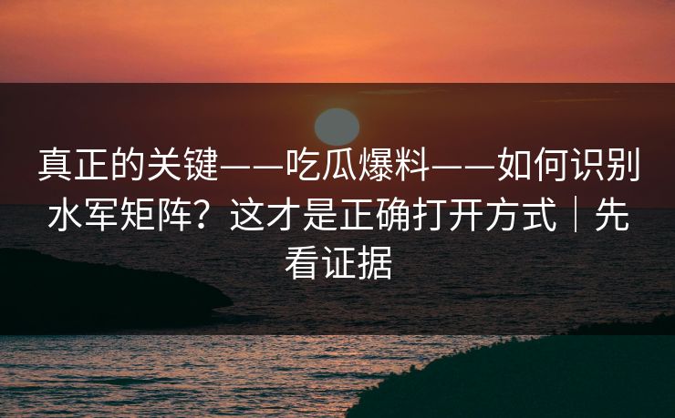 真正的关键——吃瓜爆料——如何识别水军矩阵？这才是正确打开方式｜先看证据