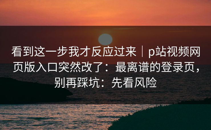 看到这一步我才反应过来｜p站视频网页版入口突然改了：最离谱的登录页，别再踩坑：先看风险