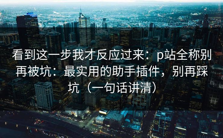 看到这一步我才反应过来:p站全称别再被坑:最实用的助手插件,别再踩坑(一句话讲清) 看到这一步我才反应过来:p站全称别再被坑:最实用的助手插件,别再踩坑(一句话讲清)