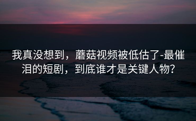 我真没想到,蘑菇视频被低估了-最催泪的短剧,到底谁才是关键人物? 我真没想到,蘑菇视频被低估了-最催泪的短剧,到底谁才是关键人物?